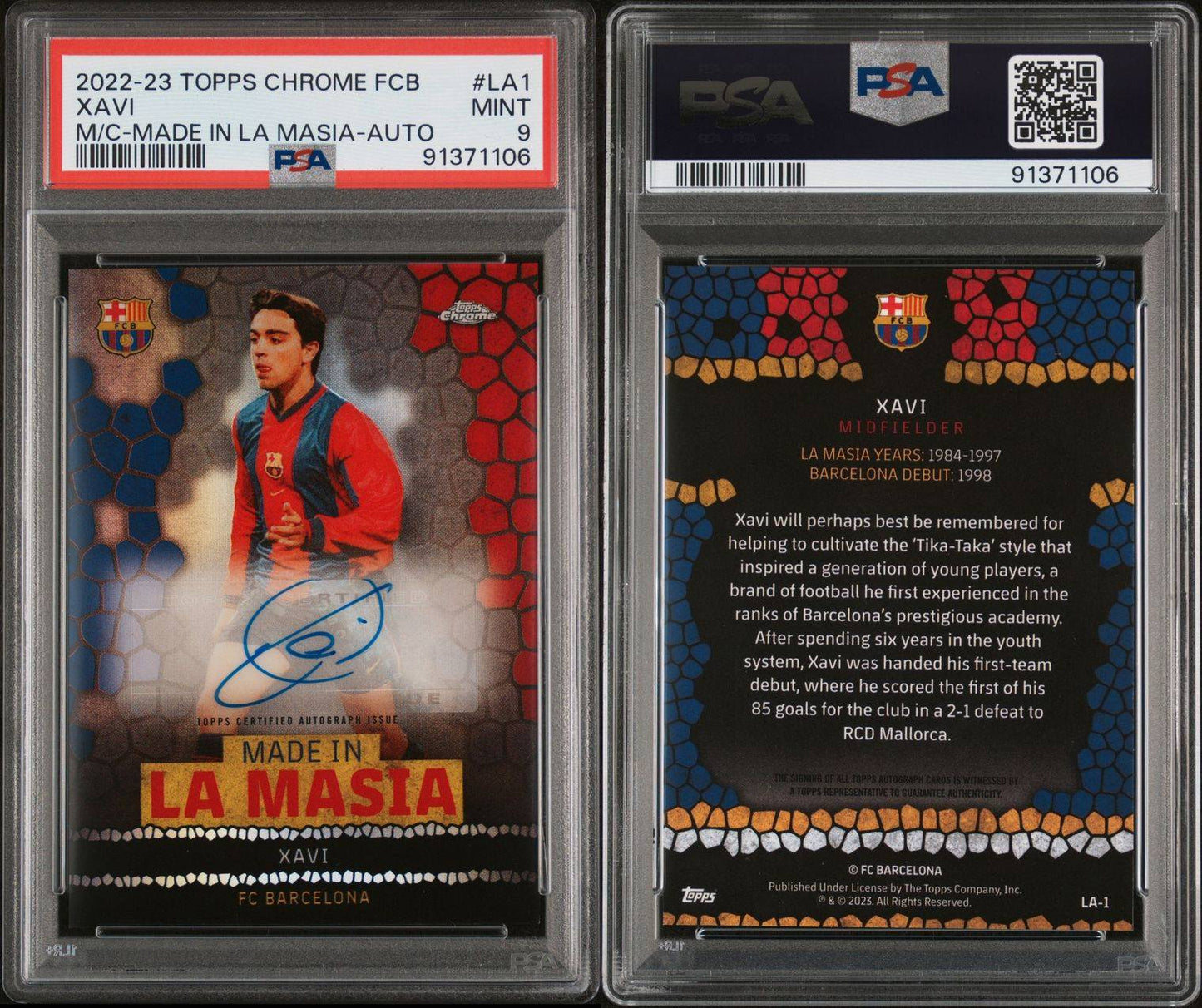2022-23 Topps Chrome FCB Xavi AUTO PSA 9