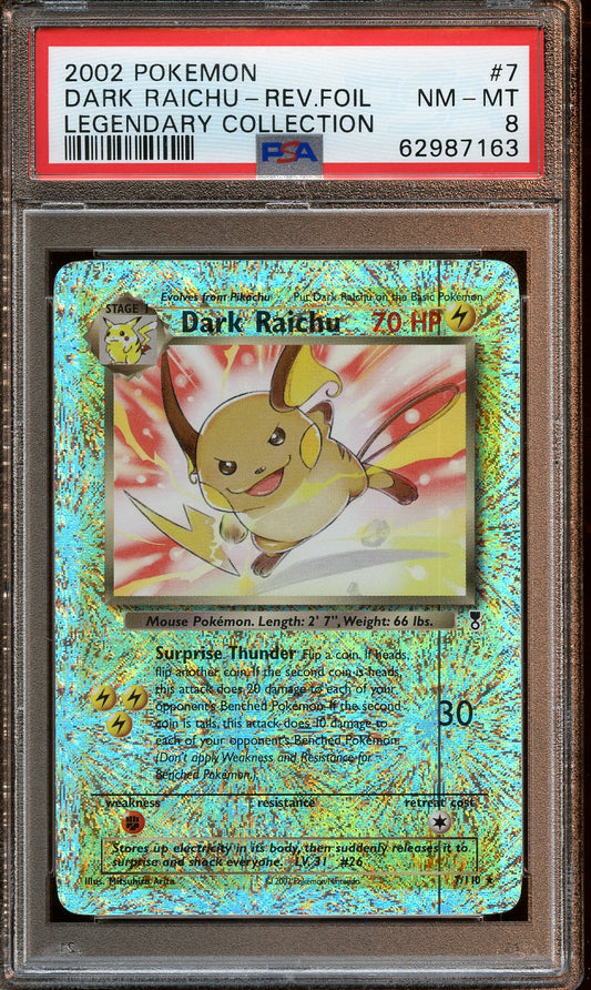 2002 Dark Raichu Legendary Collection REVERSE HOLO PSA 8