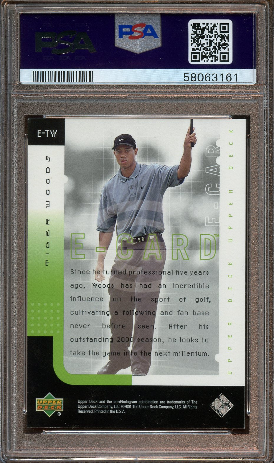 2001 Upper deck Golf Tigers Woods Digital Ecard PSA 9