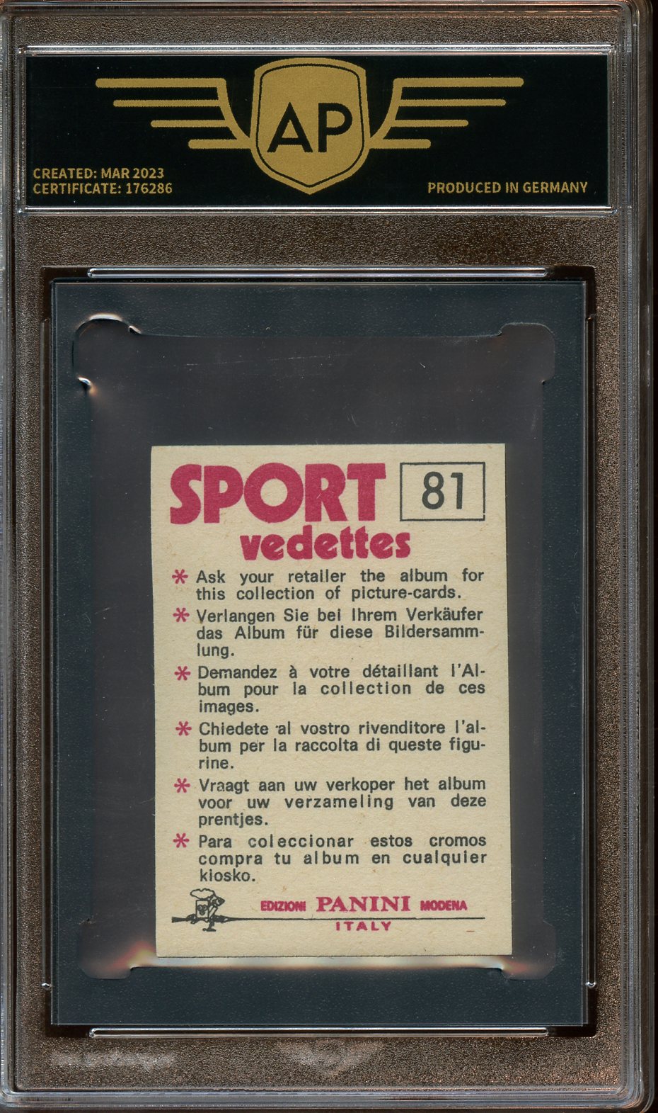 1974 Panini Sport Vedettes Joop Zoetemelk ROOKIE Cycling sticker Series AP 8.5
