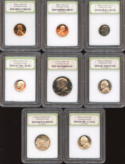 Lot of 8 graded US coins