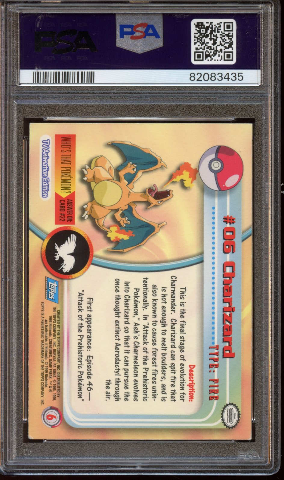 1999 Topps Pokemon T.V. Charizard PSA 6