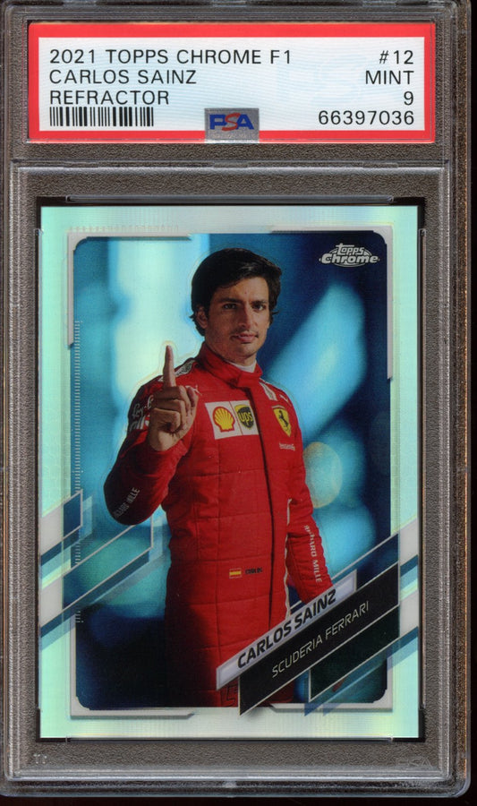 2021 Topps Chrome F1 Carlos Sainz Refractor PSA 9