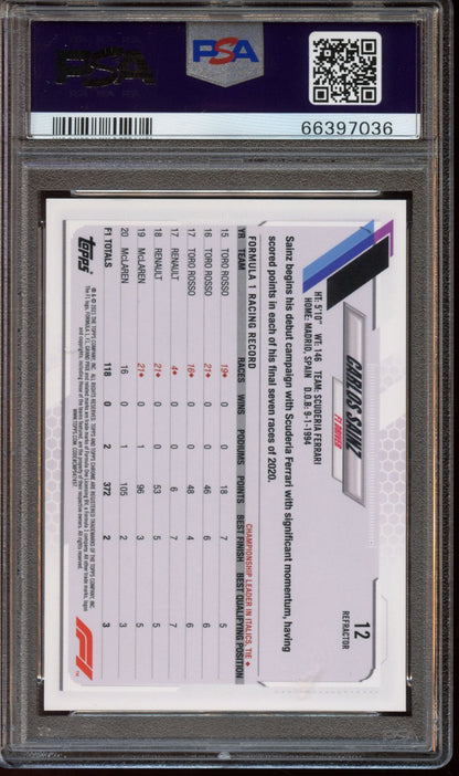 2021 Topps Chrome F1 Carlos Sainz Refractor PSA 9