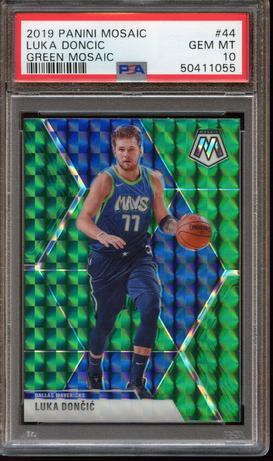 2019 Panini Mosaic Luka Doncic Green Mosaic PSA 10