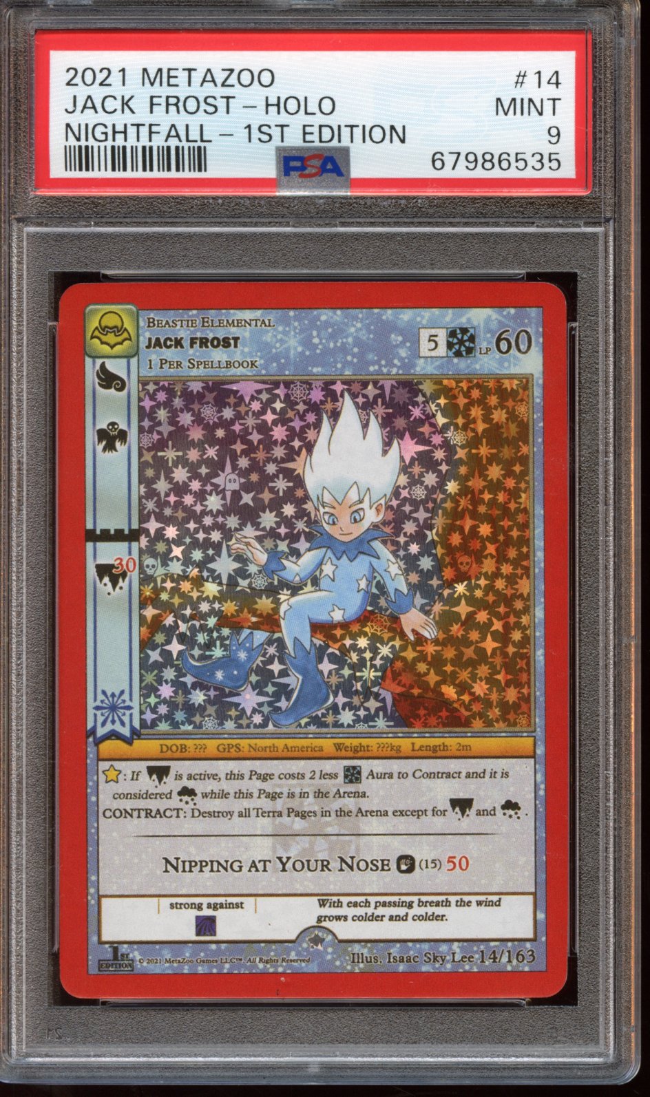 2021 MetaZoo Jack Frost Holo Nightfall 1st Ed. PSA 9