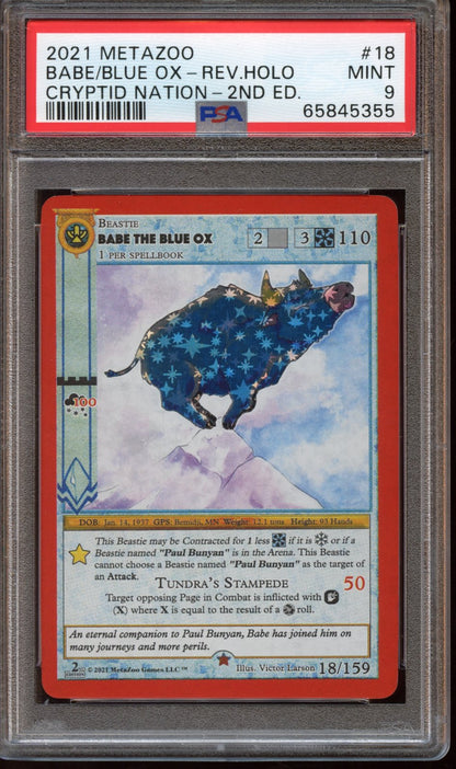 2021 MetaZoo Babe The Blue Ox Holo Cryptid Nation 2nd Ed. PSA 9