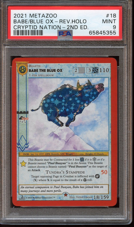 2021 MetaZoo Babe The Blue Ox Holo Cryptid Nation 2nd Ed. PSA 9
