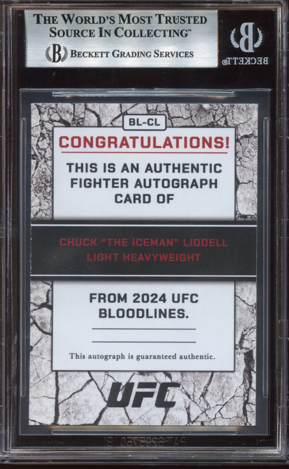 Chuck Liddell 26/99 AUTO ''MAGA'' /99 BGS Authentic