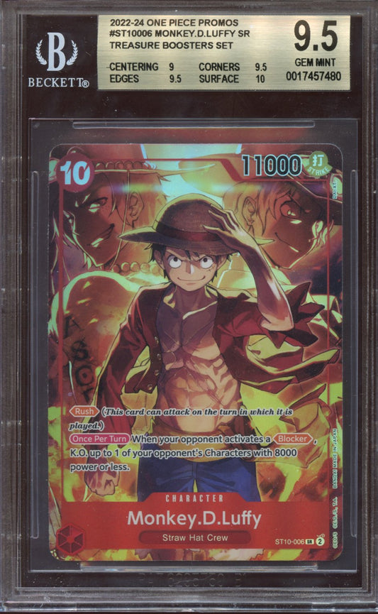 2022-24 One Piece Promos Monkey D. Luffy Treasure Booster set BGS 9.5