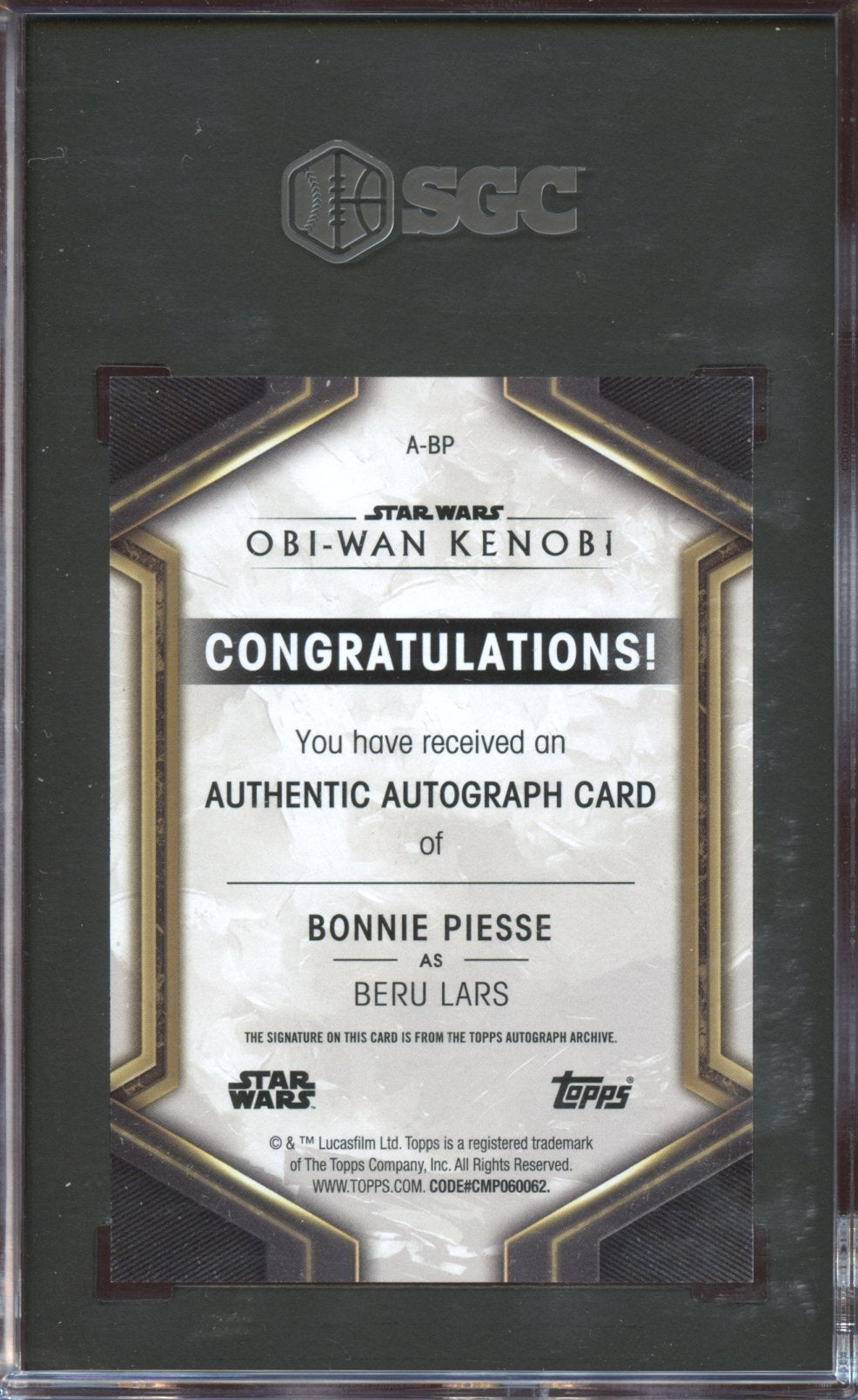 2023 Topps STAR WARS Kenobi Bonnie Piesse AUTO SGC 10/9