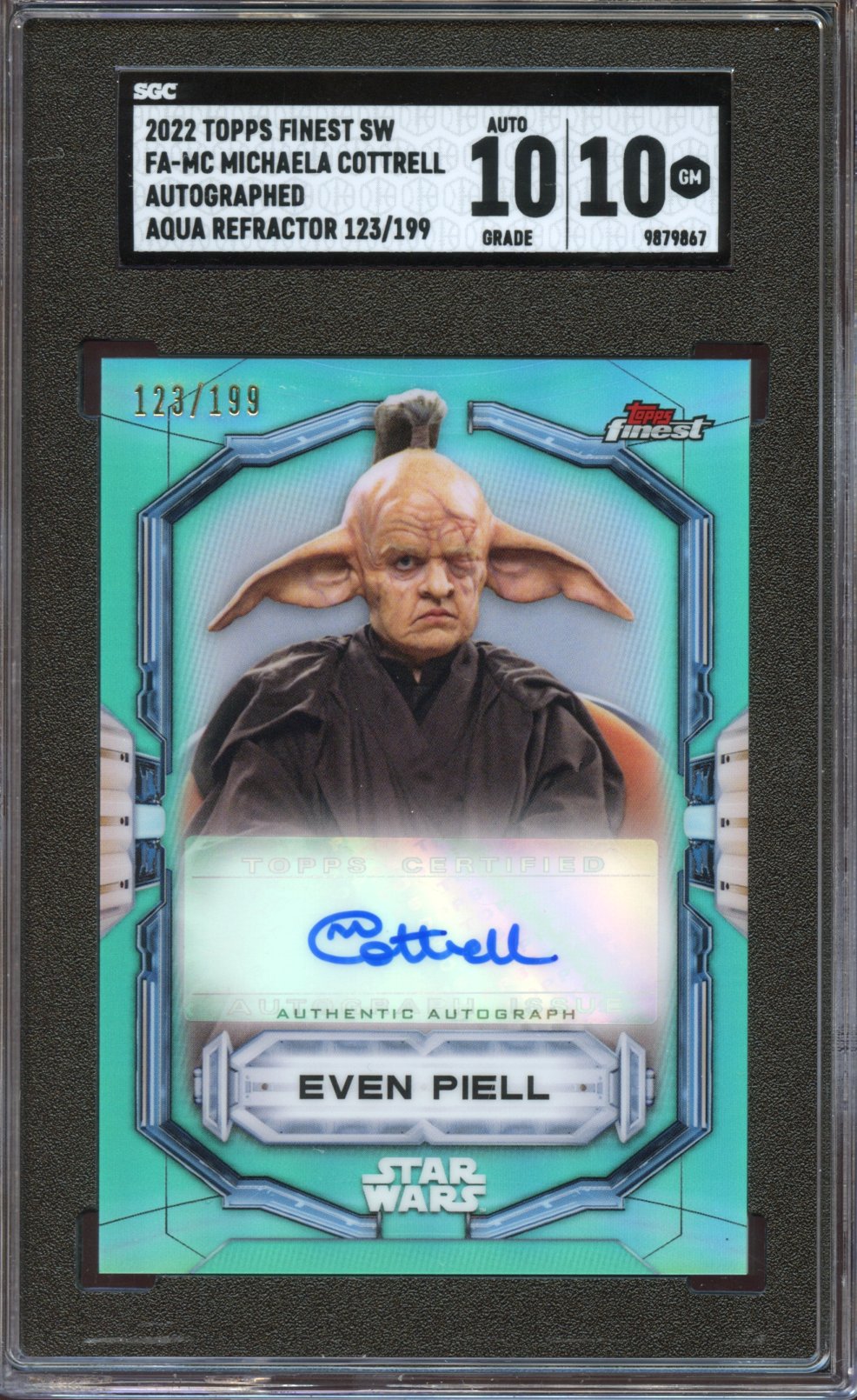 2022 Topps Finest STAR WARS Michaela Cottrel / Even Piell AUTO SGC 10/10