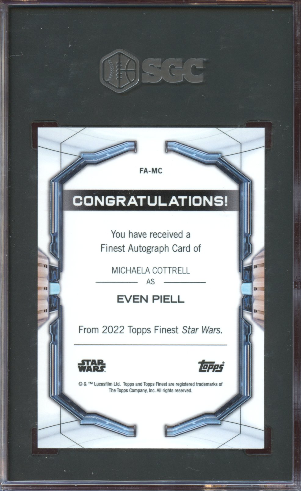 2022 Topps Finest STAR WARS Michaela Cottrel / Even Piell AUTO SGC 10/10