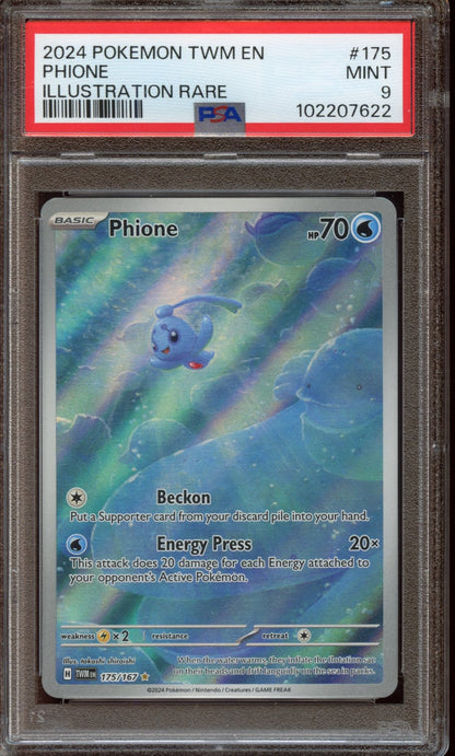 2024 Pokemon TWM EN Phione Illustration Rare PSA 9
