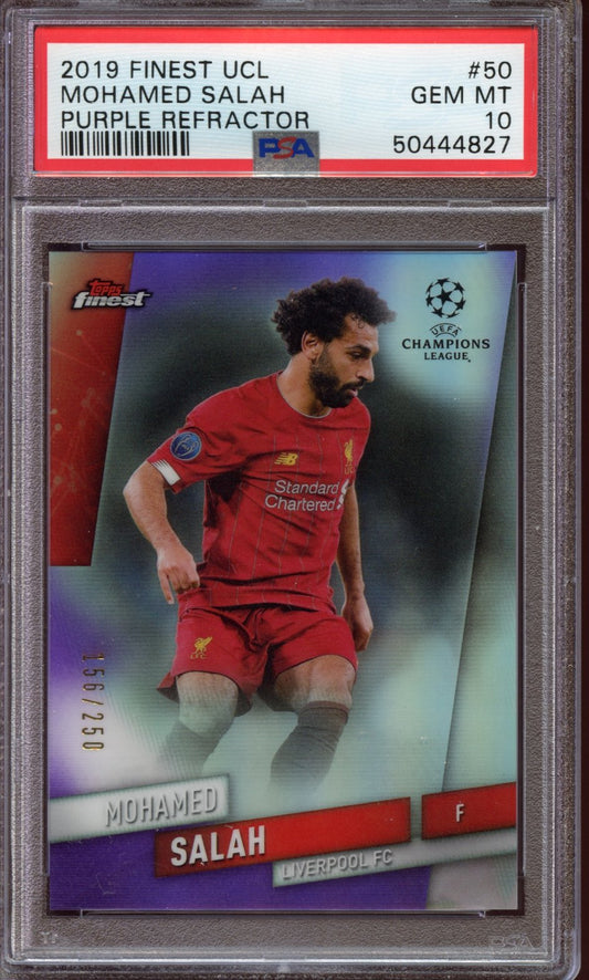 2019 Topps Finest Mohamed Salah Purple Refractor /250 PSA 10