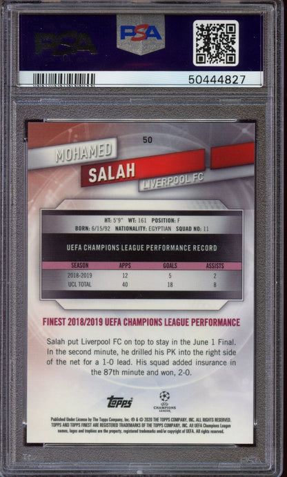 2019 Topps Finest Mohamed Salah Purple Refractor /250 PSA 10