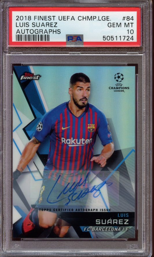 2018 Topps Finest UEFA Luis Suarez AUTO PSA 10