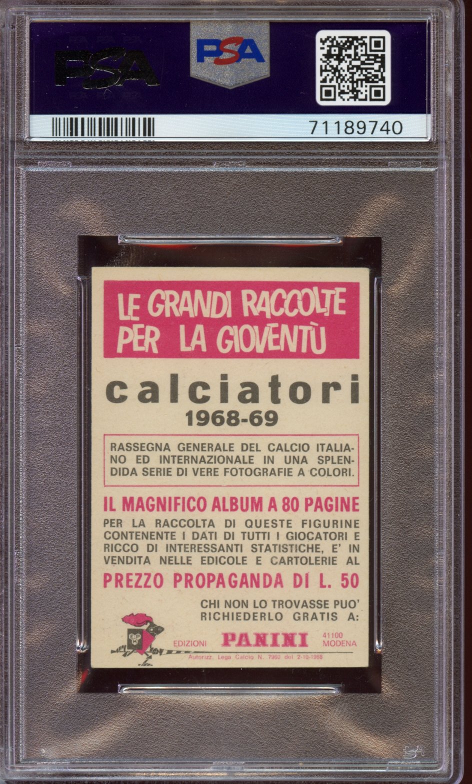 1968 - 69 Panini Calciatori ''Eusebio'' PSA 5