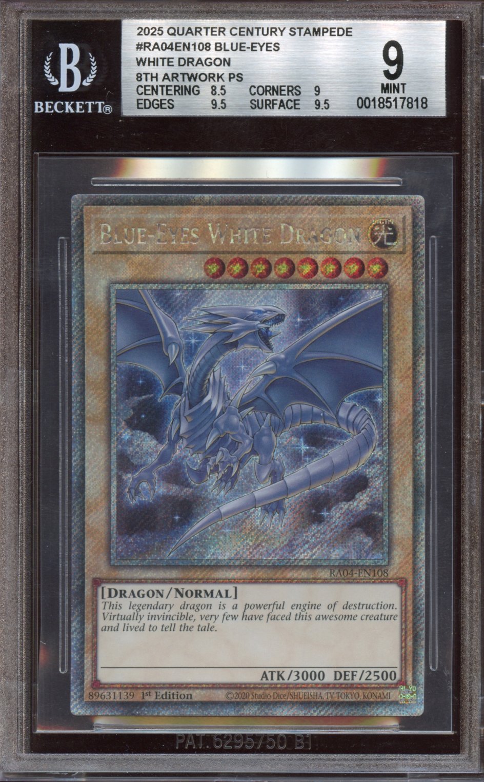 2025 Quarter century stampede Blue-Eyes white Dragon BGS 9