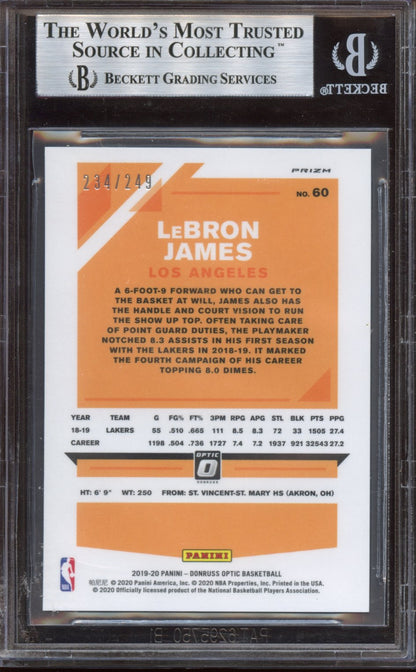 2019-2020 Dunruss optic premium box set Lebron james /249 BGS 8.5