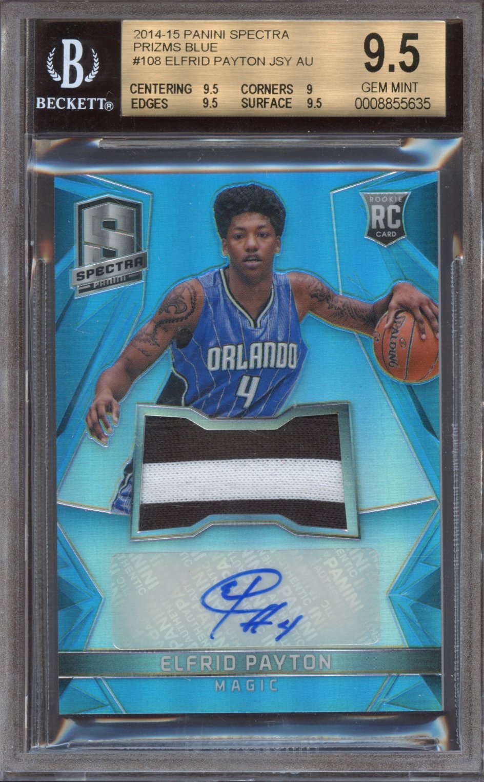 2014-15 Panini Spectra prizms blue Elfrid Payton AUTO /99 BGS 9.5
