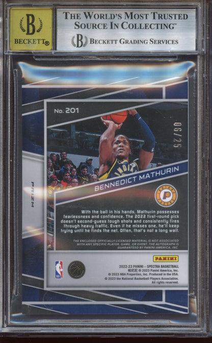2022-23 Panini Spectra Bennedict Mathurin AUTO PATCH /25 BGS 7.5/10