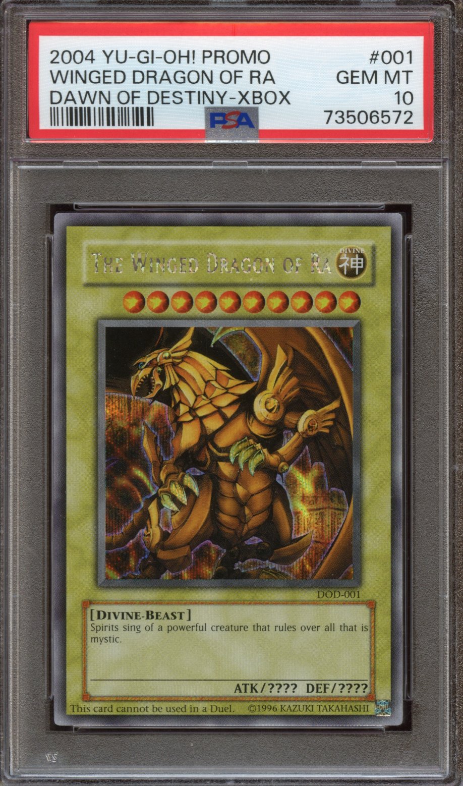 2004 Yu-Gi-Oh Winged Dragon Of Ra Dawn of Destiny PSA 10