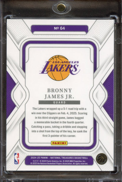 2024 Topps Finest Bronny James Jr National Treasures ROOKIE /75