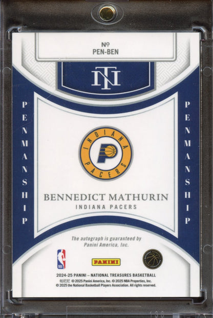 2024 Panini National Treasures Bennedict Mathurin AUTO /75