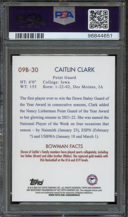 2022 Bowman University Caitlin Clark PSA 10
