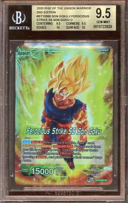 2020 Dragon Ball Ferocious Strike SS Son Goku BGS 9.5