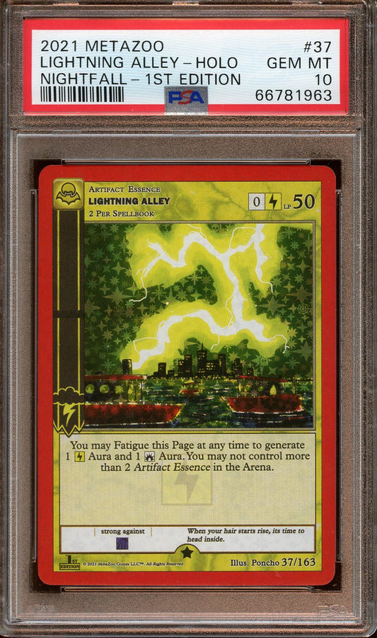 2021 MetaZoo Lighning Alley Holo Nightfall 1st Ed. PSA 10