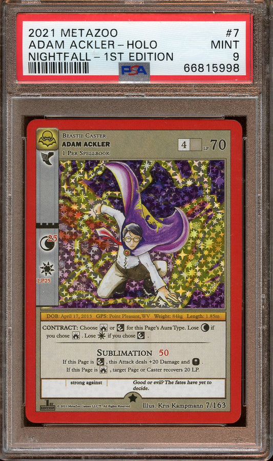 2021 MetaZoo Adam Ackler Holo Nightfall 1st Ed. PSA 9