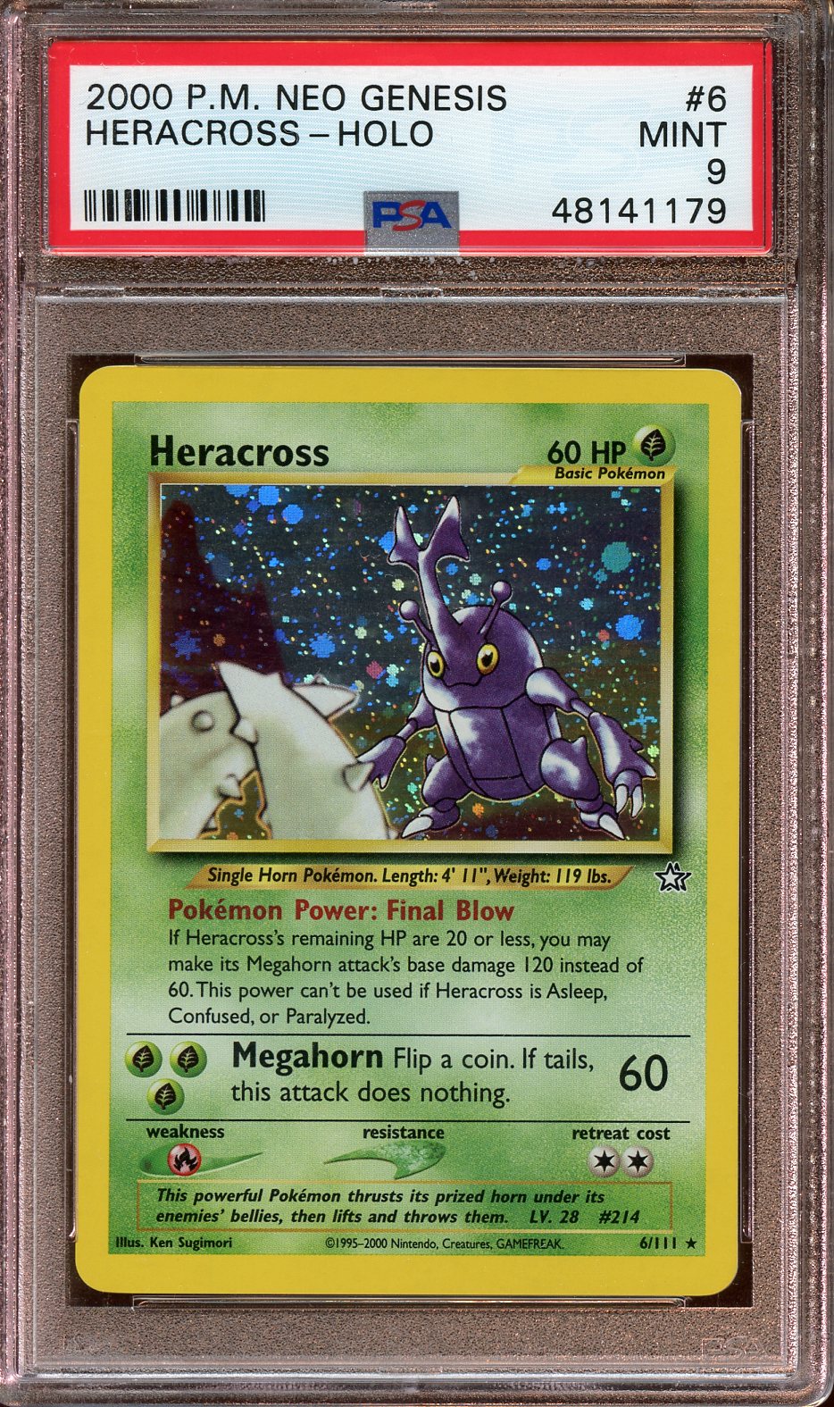 2000 Neo Genesis Heracross - Holo PSA 9