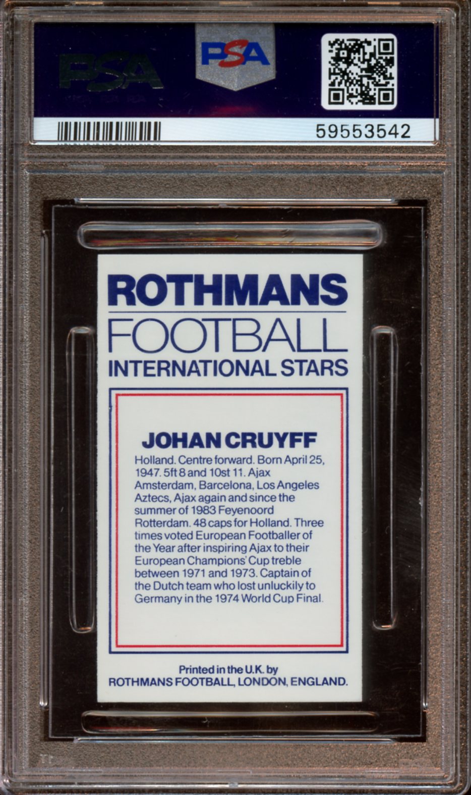 1984 Rothmans Footbal Johan Cruyff International Stars PSA 9