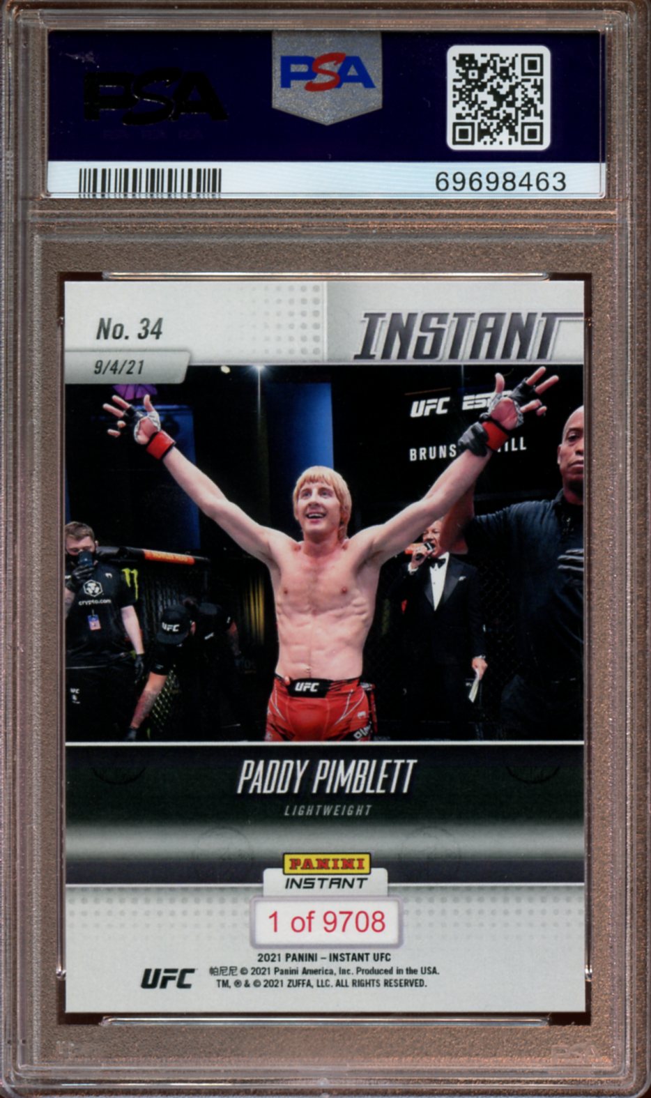 2021 Panini Instant UFC Paddy Pimblett ROOKIE PSA 10