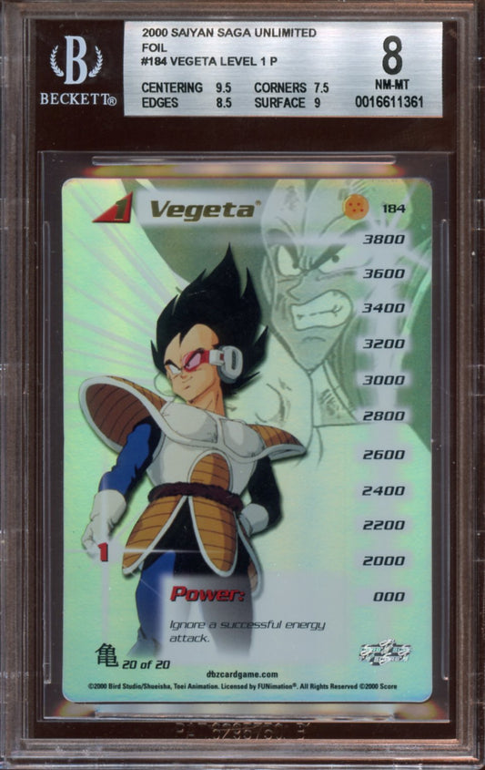 2000 Saiyan Saga Unlimited foil Vegeta level 1 P BGS 8