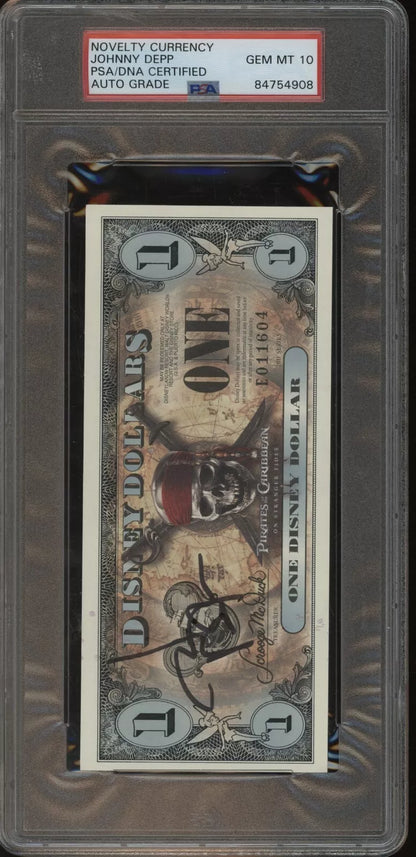 Johnny Depp / Jack Sparrow Signed Disney Dollar Pirates of the Carribbean PSA/DNA 10